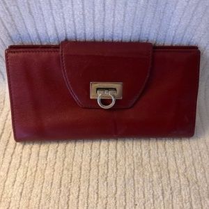 Salvatore Ferragamo deep red wallet and coin purse